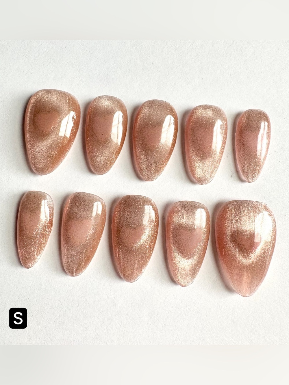 Rose Gold Cateye Shimmer Press-On Nails
